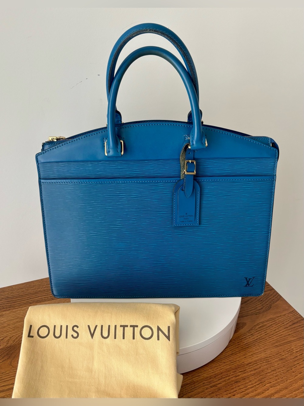 Louis Vuitton Blue Epi Riviera Satchel Handbag - Blue w/Dust Bag